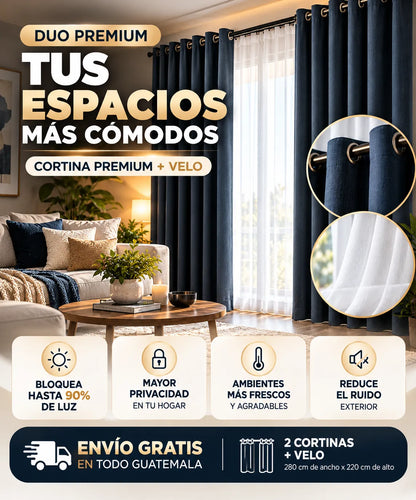 Cortinas Blackout Premium – Bloqueo de Luz y Privacidad 280 ANCHO X 220 LARGO
