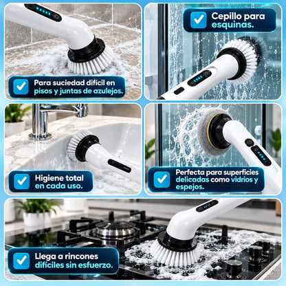 Cepillo Eléctrico Giratorio 9 en 1 – Limpia Más, Esfuerza Menos